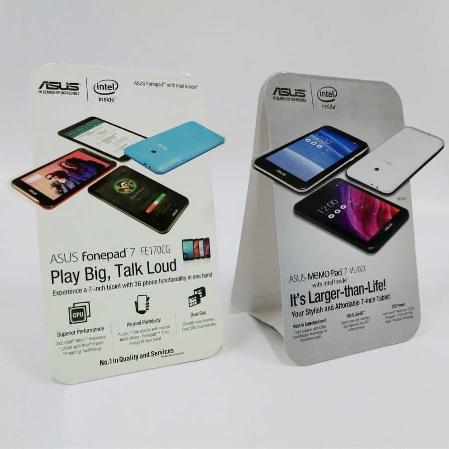 ASUS point-of-purchase tent cards printed digitally by GLL Printing House